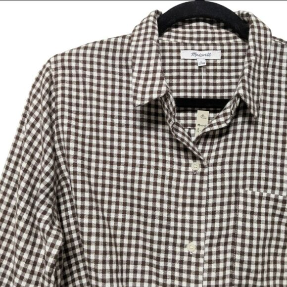 NWT MADEWELL Flannel Gingham Tie Front Shirt L - Picture 3 of 10